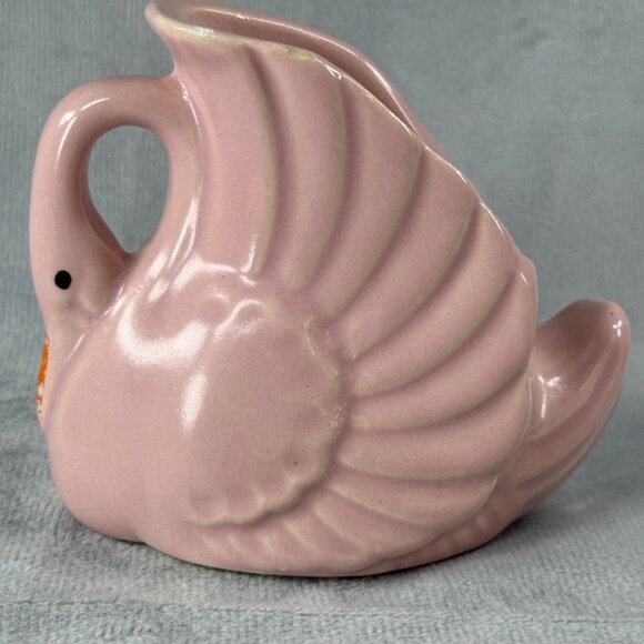 Vintage Pink Ceramic Swan Planter Vase Decor Housewares Container Trinket Dish - Picture 4 of 16
